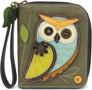 Charming Chala Wallet Credit Cards Coins Wristlet (A-Owl-III)