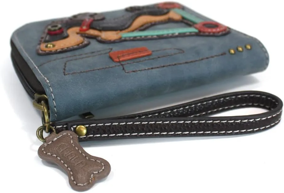 Charming Chala Wallet Credit Cards Coins Wristlet (Indigo Wiener Dog)