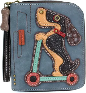 Charming Chala Wallet Credit Cards Coins Wristlet (Indigo Wiener Dog)