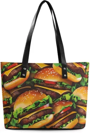 Cheeseburgers Hamburgers Purse for Women Casual Tote Bags Purses Ladies Top Handle Shoulder Handbag for Work Travel