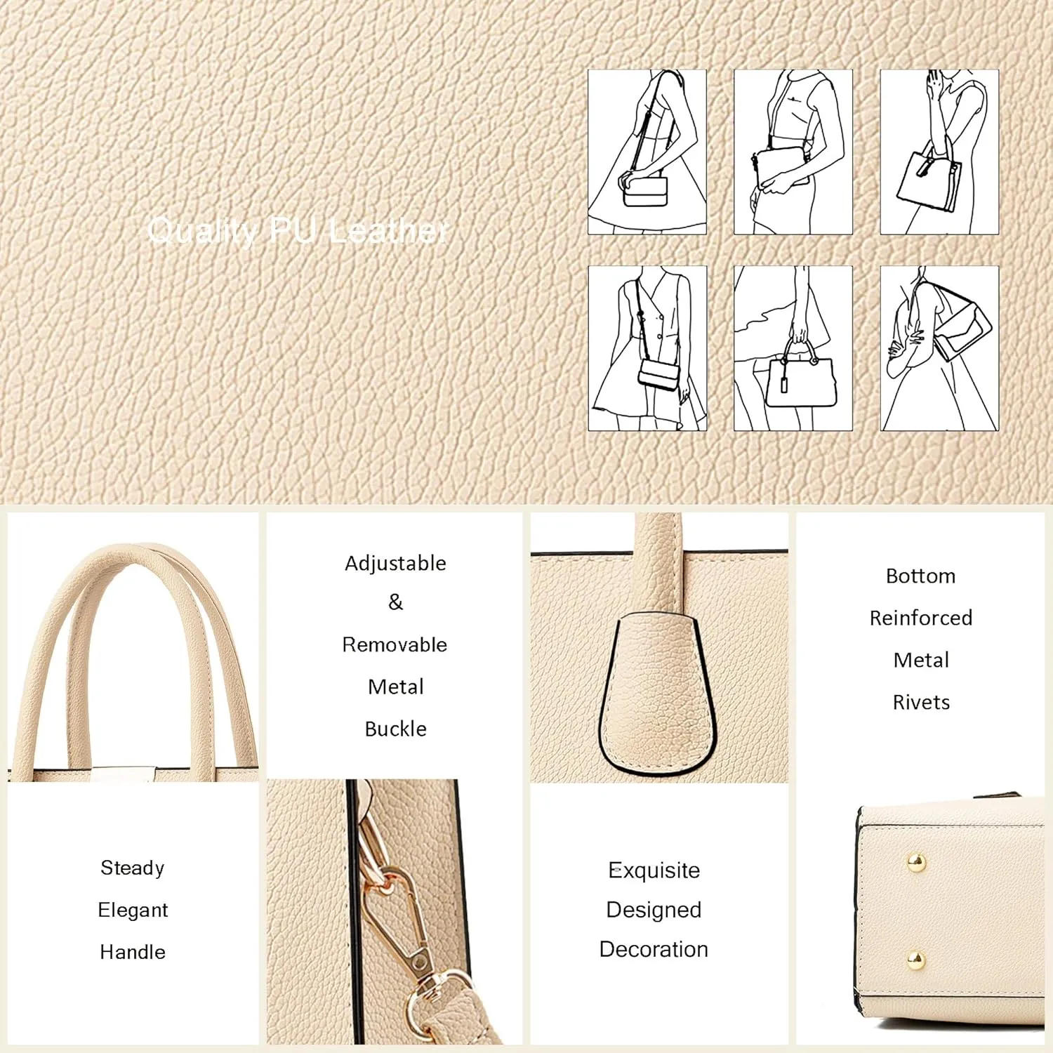 CHICAROUSAL Crossbody Purses and Handbags for Women PU Leather Tote Shoulder Bags Top Handle Satchel