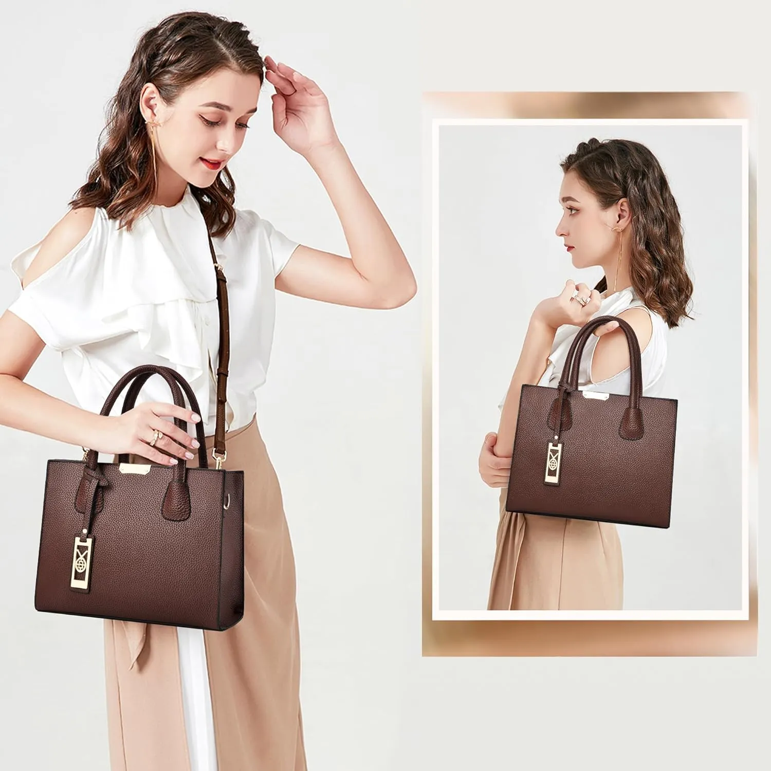 CHICAROUSAL Crossbody Purses and Handbags for Women PU Leather Tote Shoulder Bags Top Handle Satchel