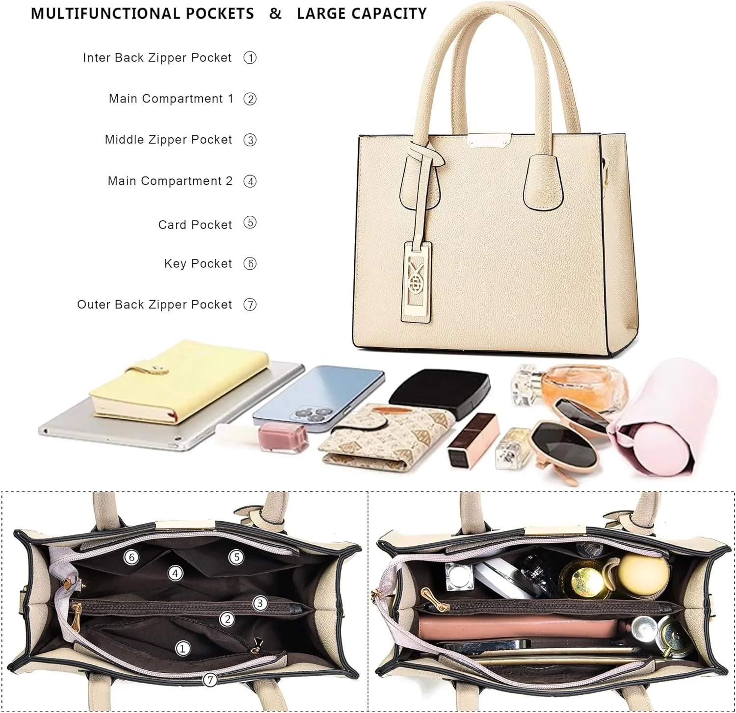 CHICAROUSAL Crossbody Purses and Handbags for Women PU Leather Tote Shoulder Bags Top Handle Satchel