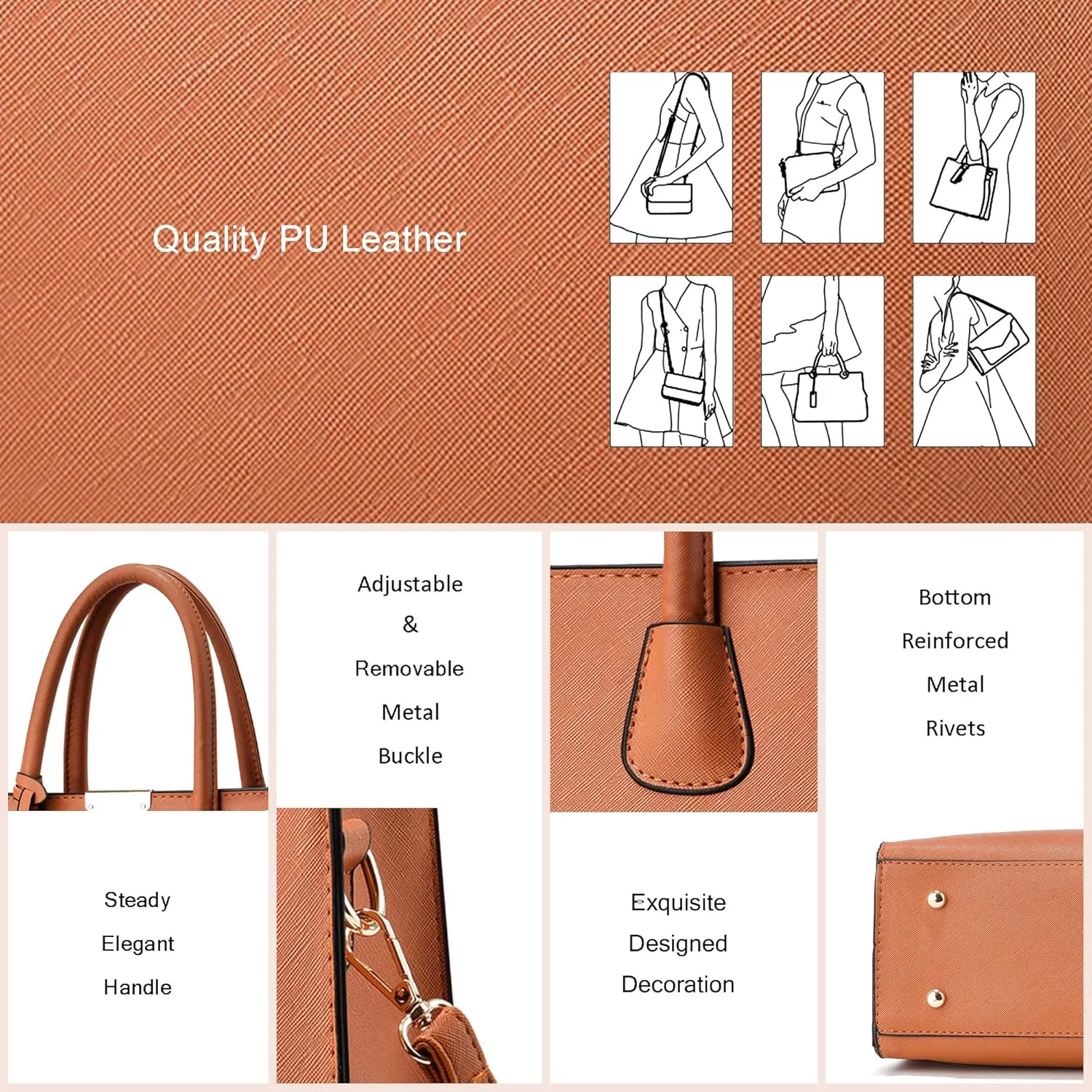 CHICAROUSAL Crossbody Purses and Handbags for Women PU Leather Tote Shoulder Bags Top Handle Satchel