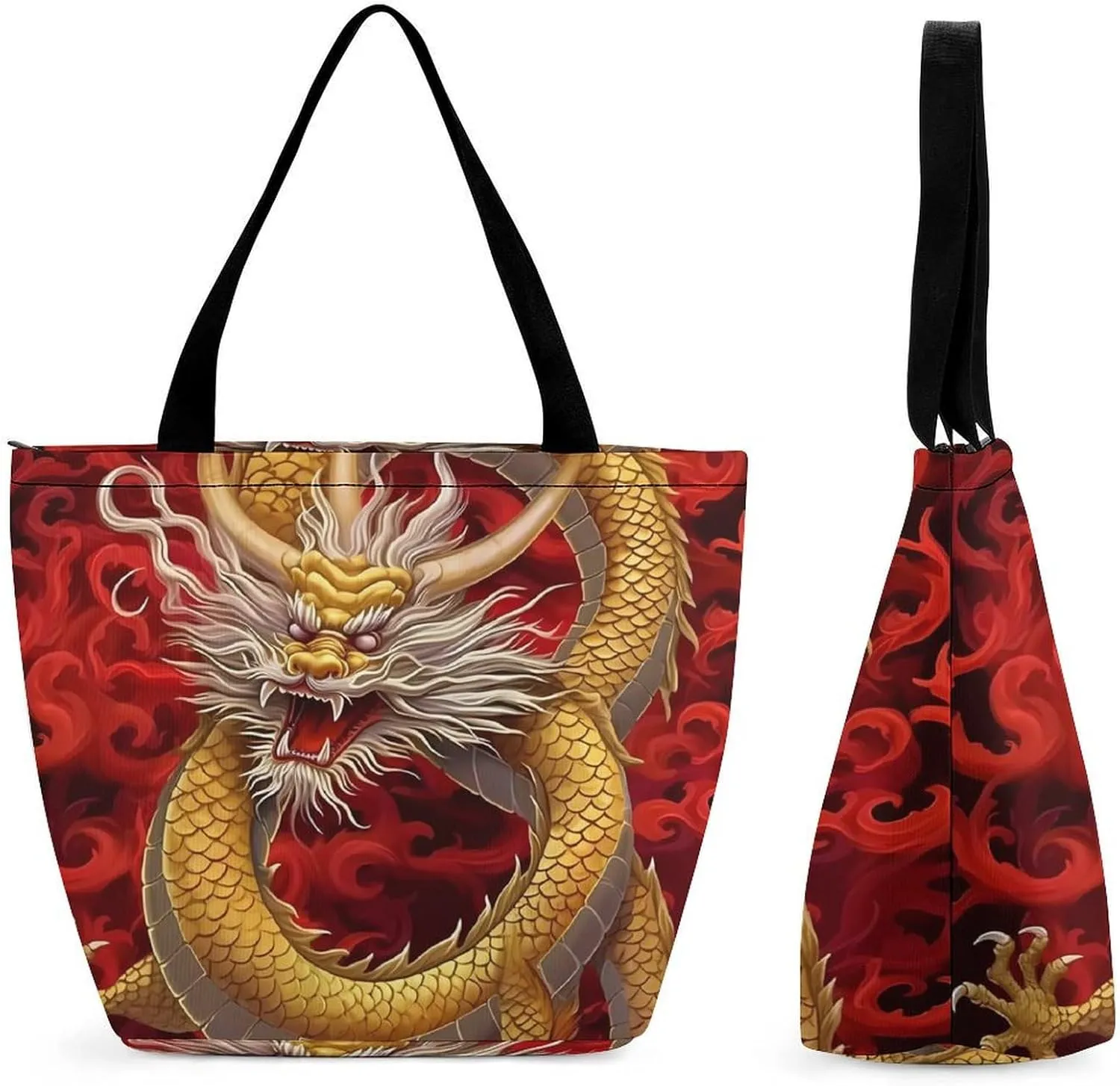 Chines Tradition Dragon Personalized Shoulder Bag for Women Casual Handbags Shopping Bags Tote Bag for Work Travel