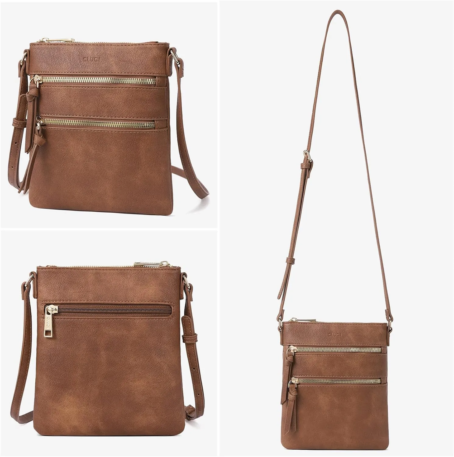 CLUCI Crossbody Purses for Women, Medium Size Zipper Pocket Adjustable Strap, Soft Leather Women's Shoulder Handbags