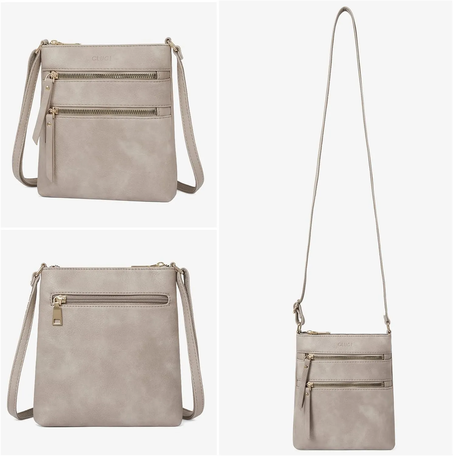 CLUCI Crossbody Purses for Women, Medium Size Zipper Pocket Adjustable Strap, Soft Leather Women's Shoulder Handbags