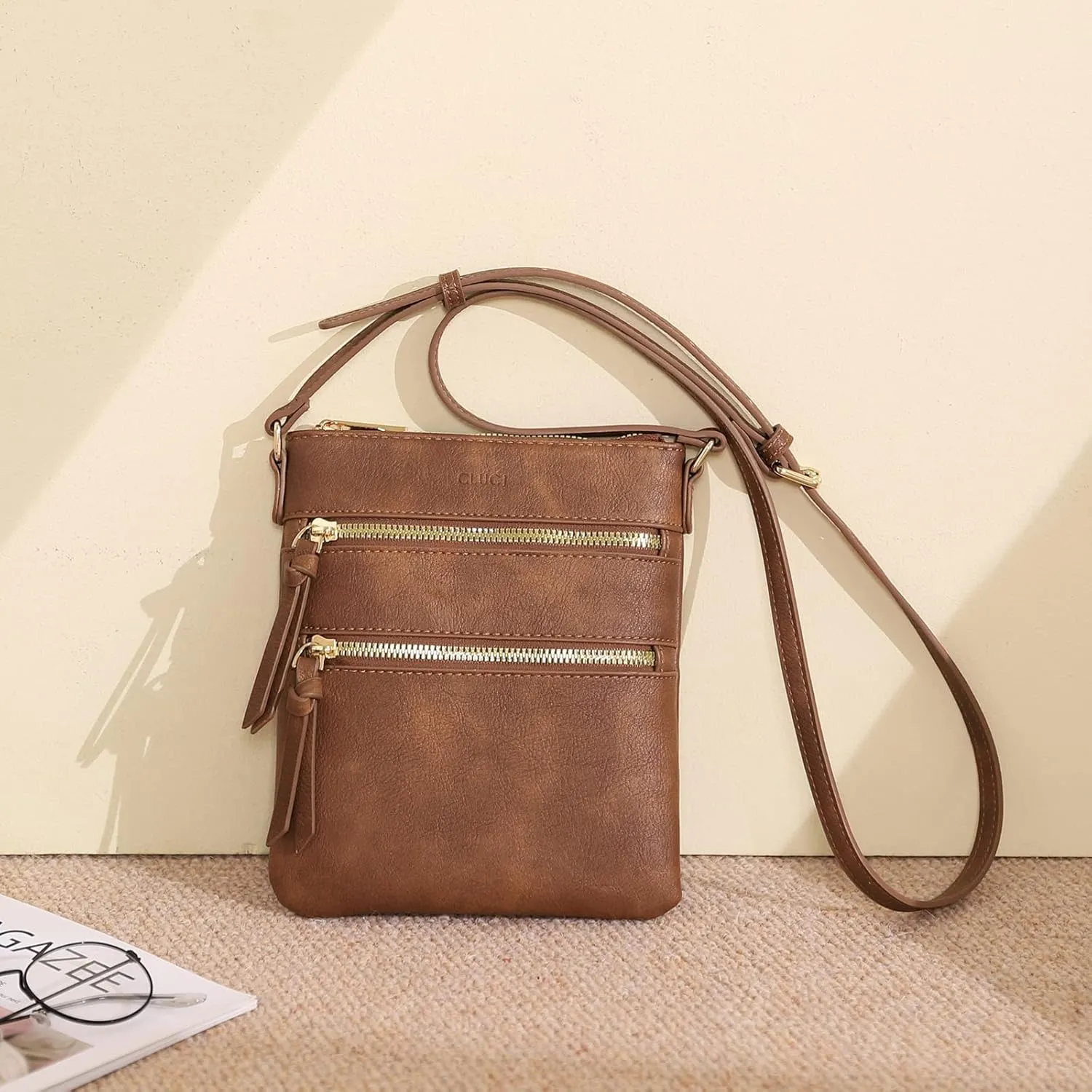 CLUCI Crossbody Purses for Women, Medium Size Zipper Pocket Adjustable Strap, Soft Leather Women's Shoulder Handbags