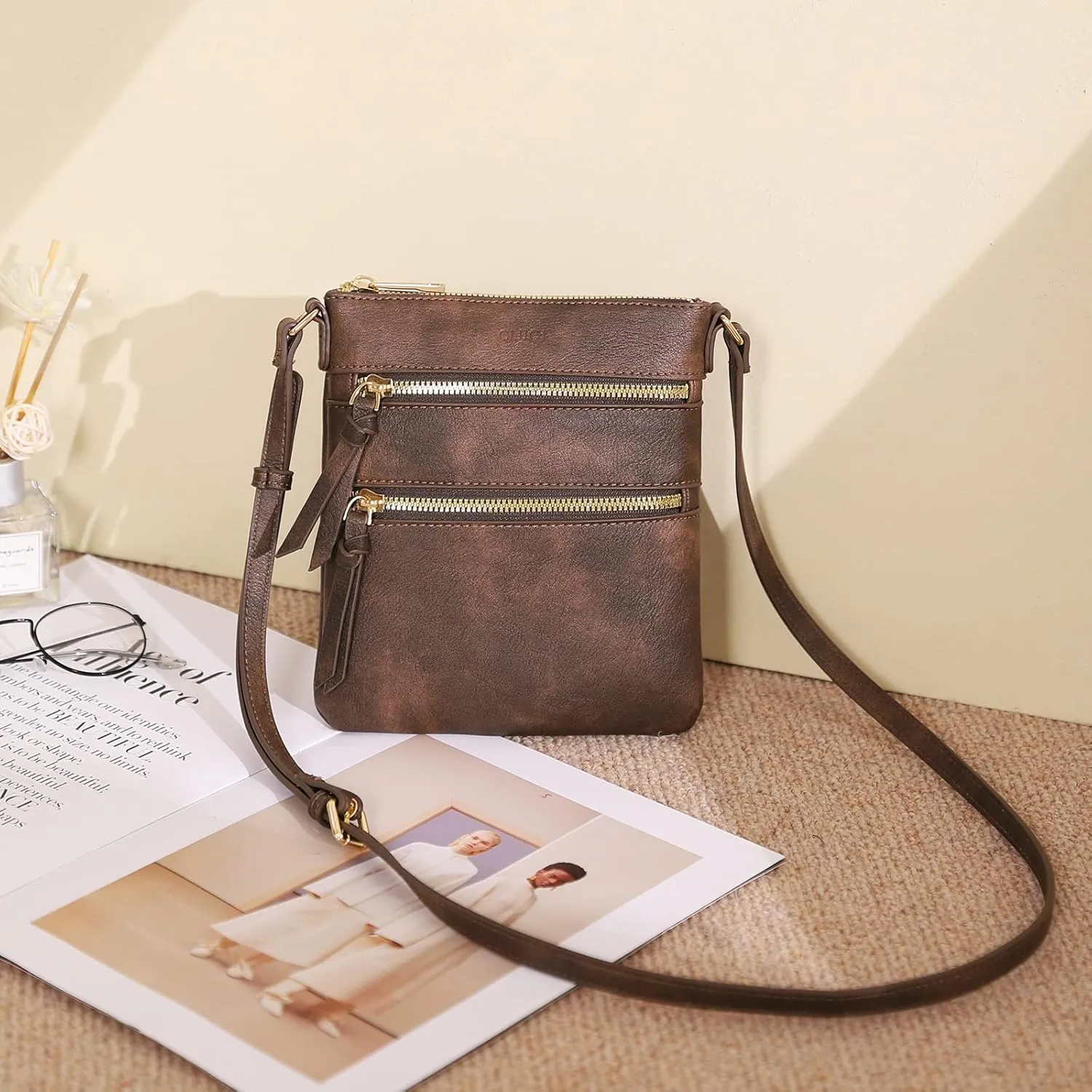 CLUCI Crossbody Purses for Women, Medium Size Zipper Pocket Adjustable Strap, Soft Leather Women's Shoulder Handbags