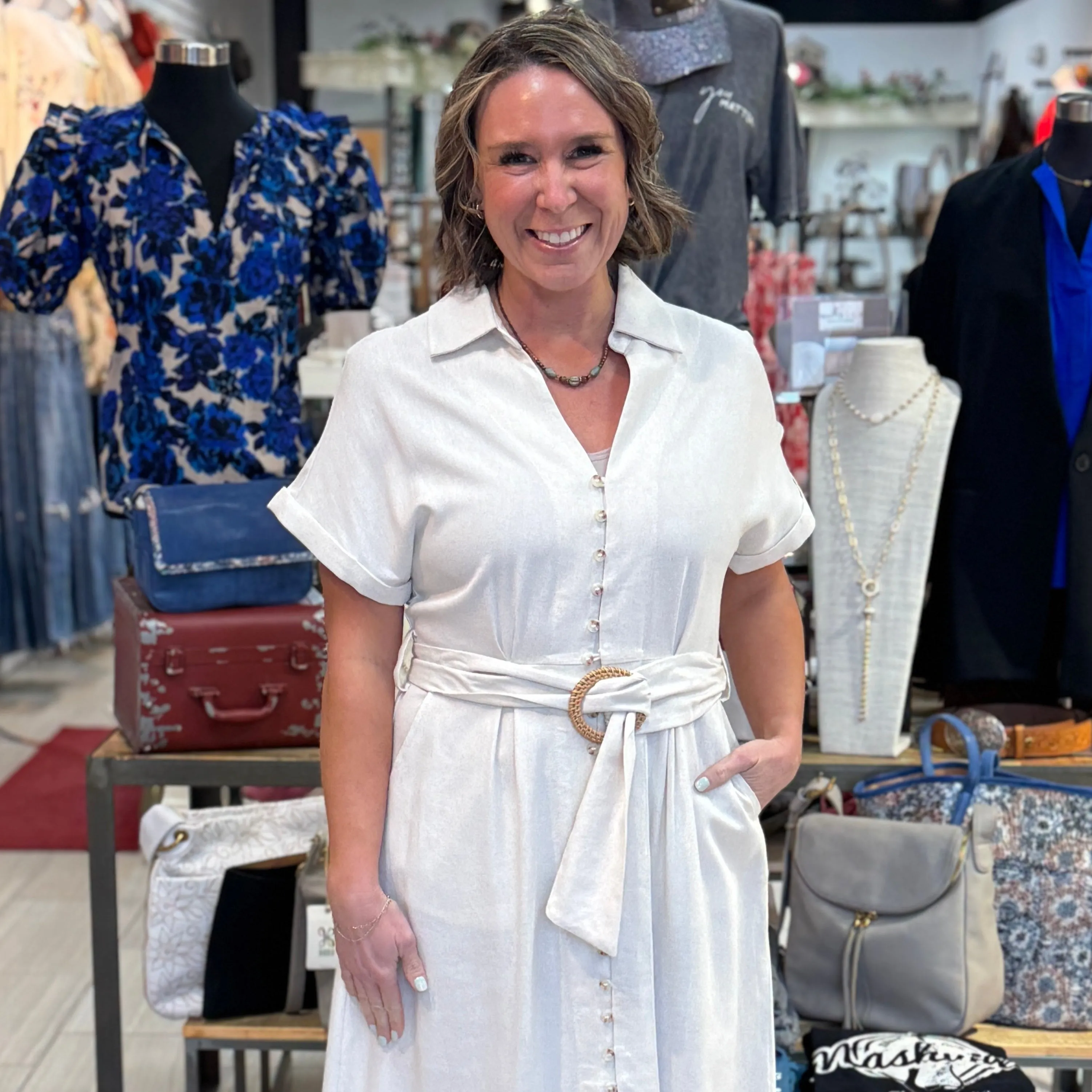 Coastal Charm Linen Blend Dress