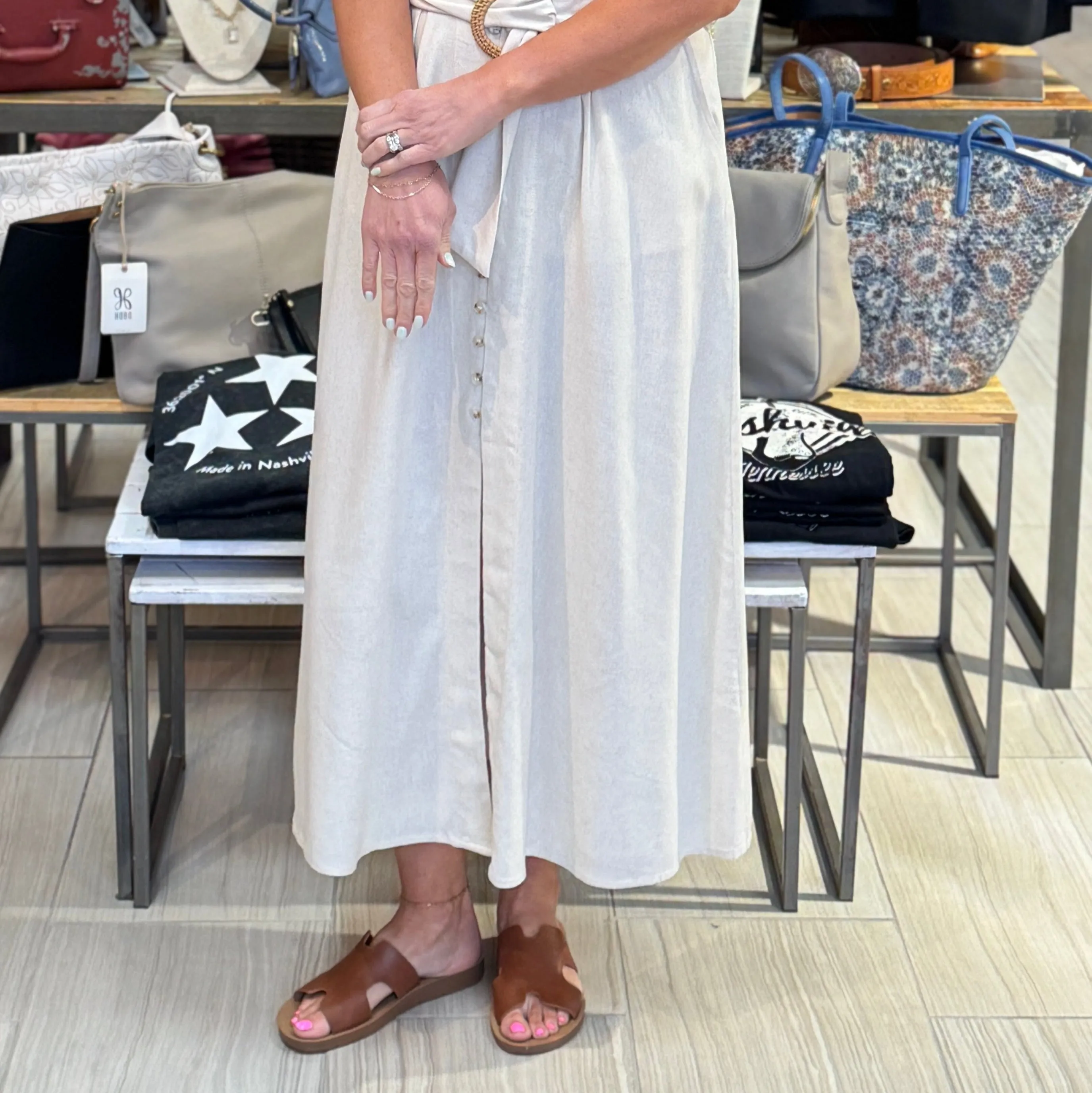 Coastal Charm Linen Blend Dress
