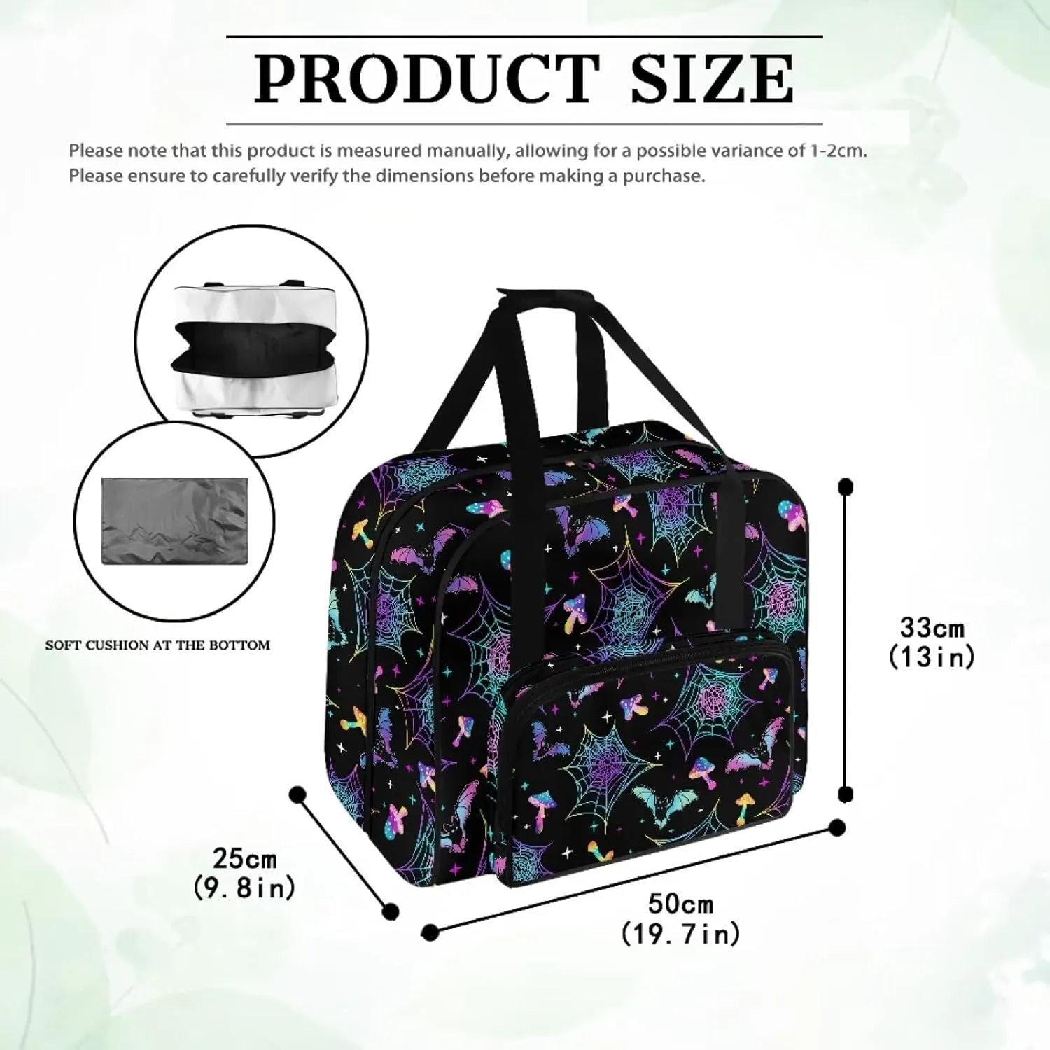 Cobweb Sewing Machine Tote Bag Two Way Zipper Household Sewing Machine Handbags Portable Sewing Machine Case for Outdoor Traveling Camping Use (Bag Only) Halloween Decor
