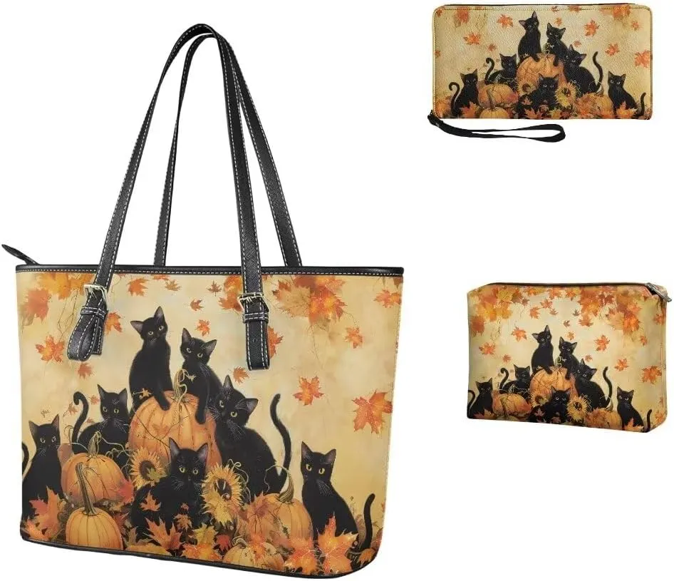 Coldinair Custom Wallet Purse Set Top Handle Handbags Personalized PU Leather Tote Work Bag Travel Large Casual Satchel