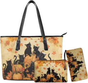 Coldinair Custom Wallet Purse Set Top Handle Handbags Personalized PU Leather Tote Work Bag Travel Large Casual Satchel