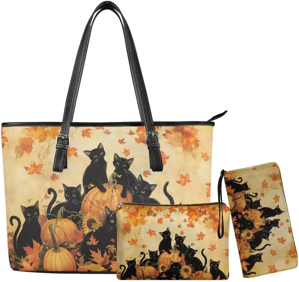 Coldinair Custom Wallet Purse Set Top Handle Handbags Personalized PU Leather Tote Work Bag Travel Large Casual Satchel