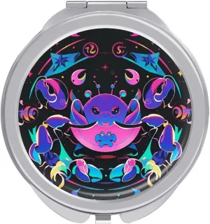 Compact Mirror Cancer Print Metal Pocket Travel Makeup Mirror Small Folding Portable Handheld Makeup Mirrors for Women