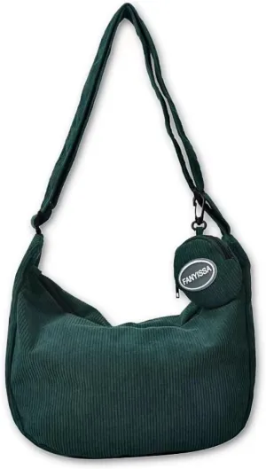 Corduroy Tote Bag Crossbody Shoulder Handbags with Zipper and Cute Purse for Women Men School Travel Essentials
