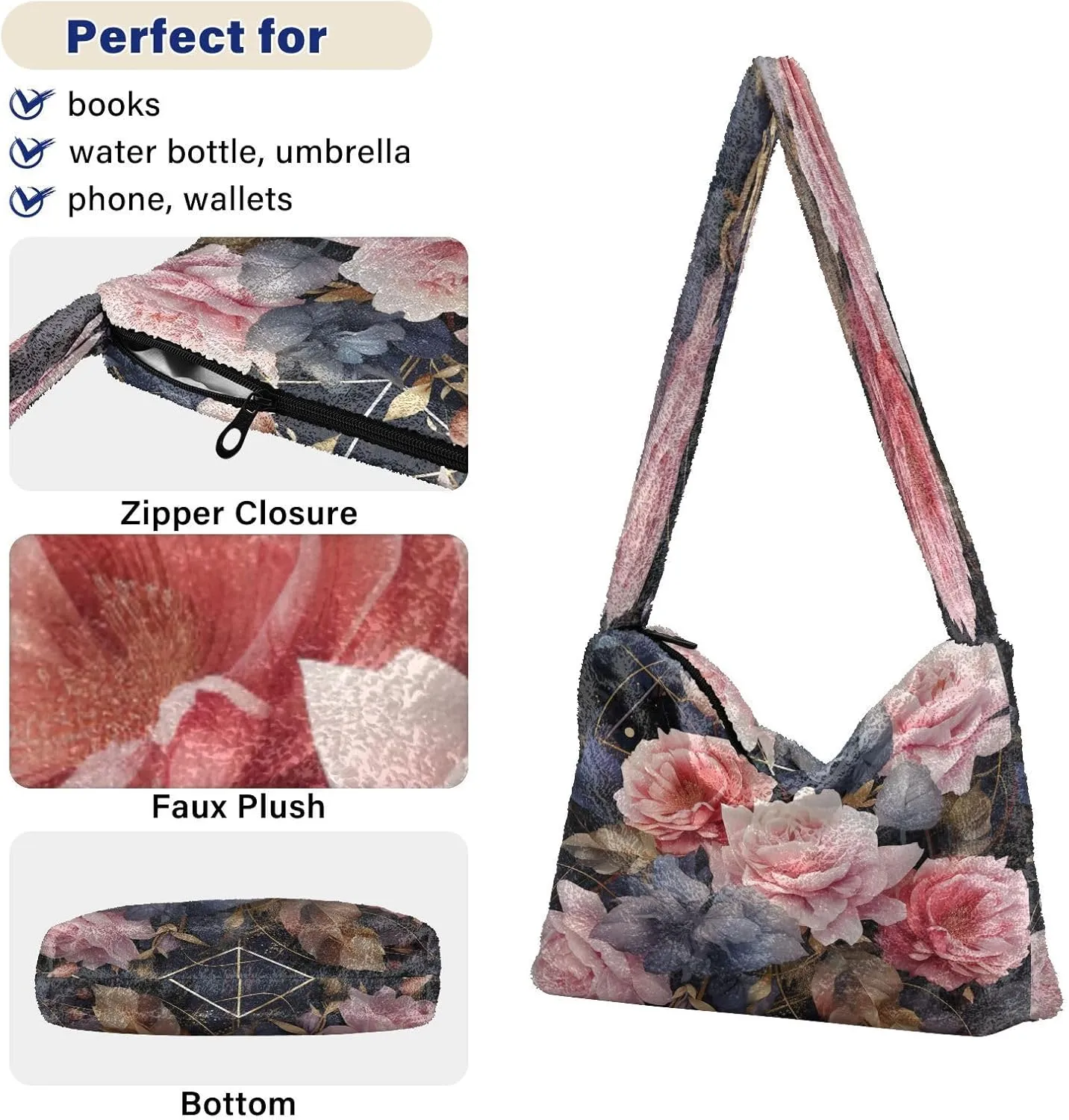 Cosmic Sky with Various Stars and Nebulas Plush Bag, Shoulder Hand Bag, Shoulder Handbags for Women