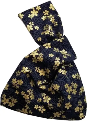 Cotton Japanese Style Wrist Bag, Portable Printed Handbag, Vintage Elegant Sleeve Knot Pouch, Women's Floral Canvas Tote