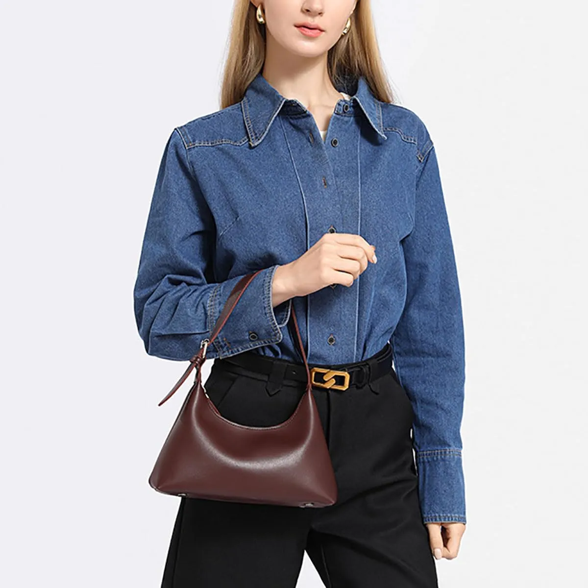Crescent Hobo Bag for Women Small Shoulder Purse Lightweight PU Leather Tote Handbag 2025