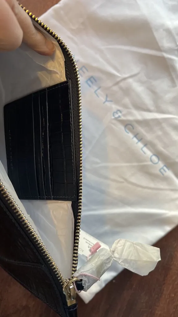 Croc Embossed Leather Wristlet Clutch