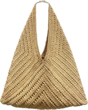 Crochet Beach Tote Bag Summer Vacation Handbags Beach Bag for Women Cute Woven Shoulder Purses Mesh Knit Crochet Bag
