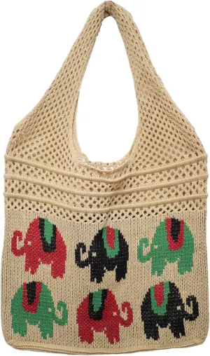 Crochet Tote Bag, Elephant Beach Mesh Knitted Bag Shoulder Bag Handbags for Women Summer