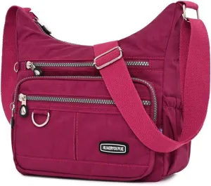Crossbody Bag for Women Multi Pocket Shoulder Handbags Purse Waterproof Nylon Messenger Bag Ladies Travel Bag