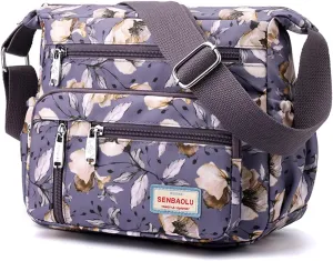 Crossbody Bag for Women Nylon Multi pockets Shoulder Bag Waterproof Floral Messenger Satchel Purses and Handbags