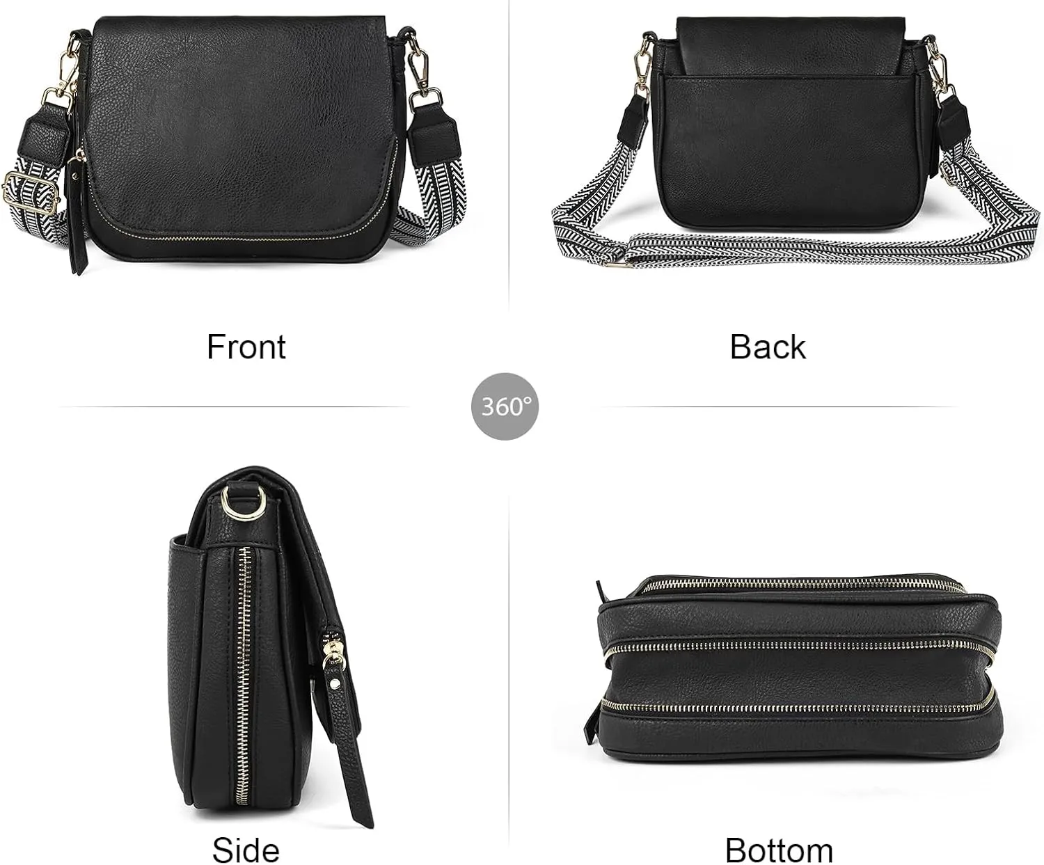 Crossbody Bags for Women Small Pu Leather Over the Shoulder Purses and Flap Cross Body Handbags with Multi Pockets