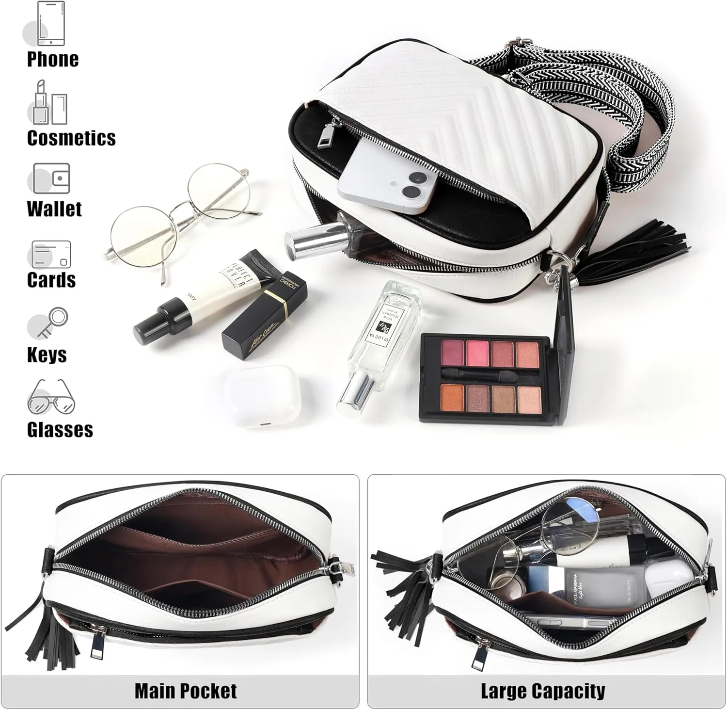 Crossbody Bags for Women Soft Leather Crossbody Purses Small Shoulder Handbags with Two Adjustable Straps