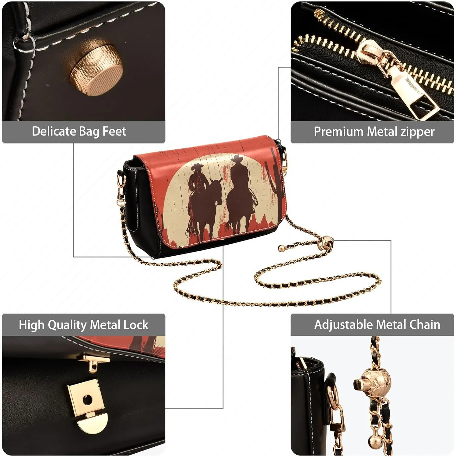 Crossbody Bags for Women Trendy Women's Black Shoulder Bag Small PU Leather Flap Cross Body Bag Handbags