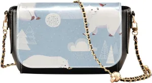Crossbody Bags for Women Trendy Women's Black Shoulder Bag Small PU Leather Flap Cross Body Bag Handbags