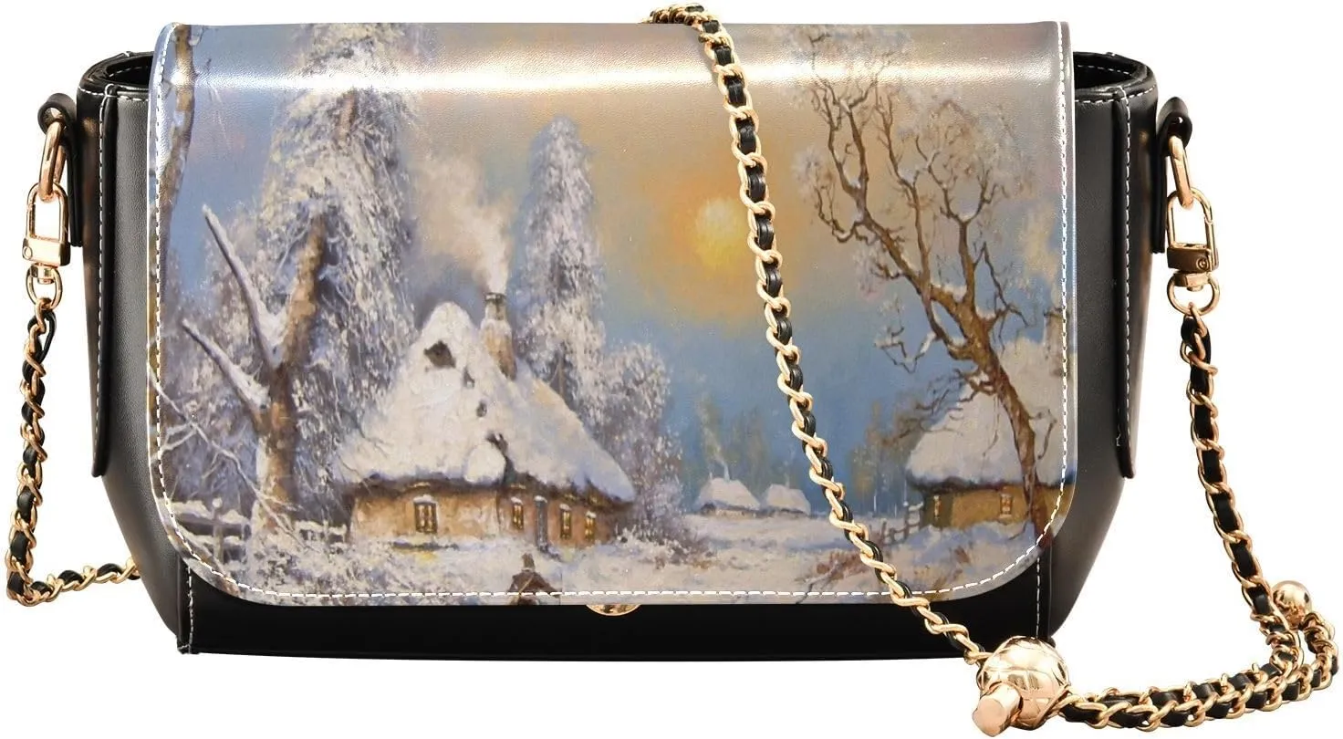 Crossbody Bags for Women Trendy Women's Black Shoulder Bag Small PU Leather Flap Cross Body Bag Handbags