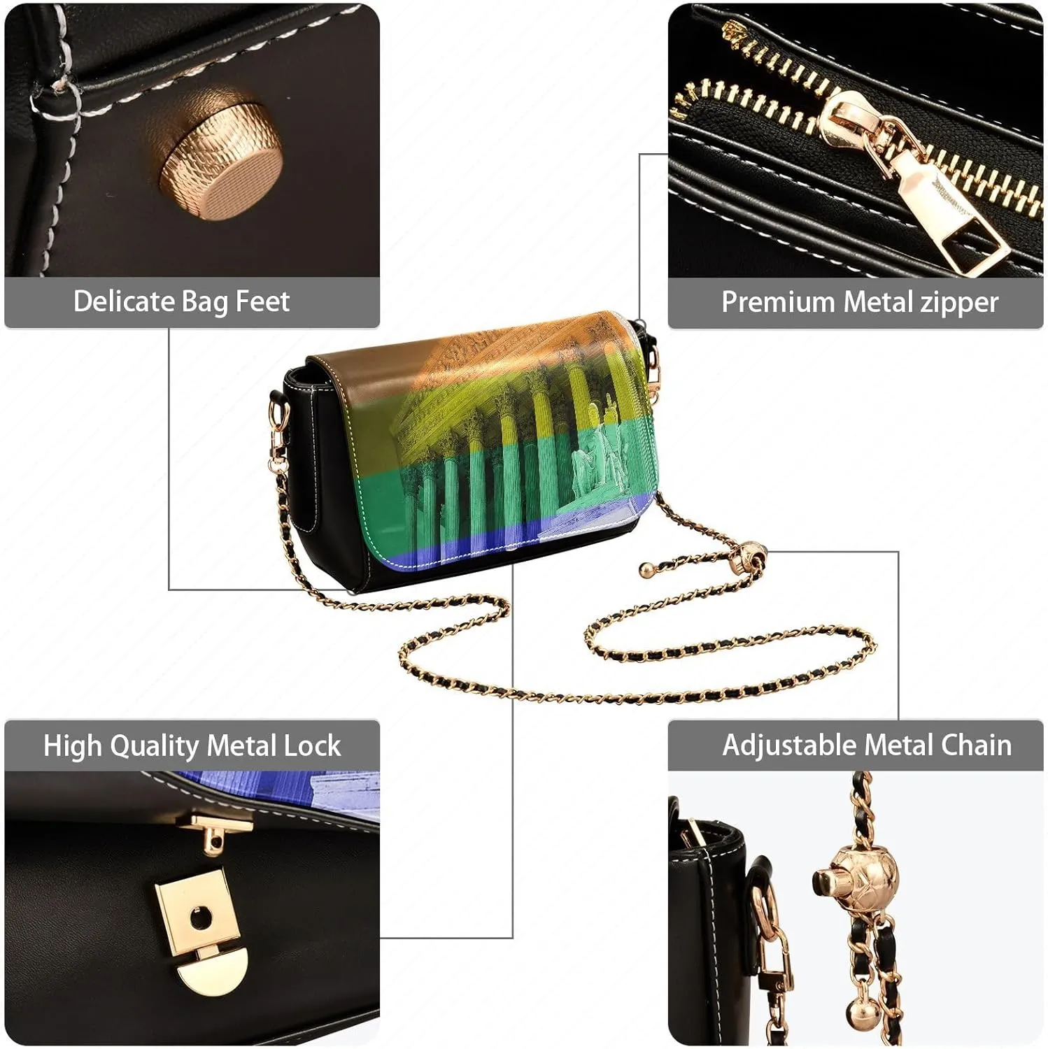 Crossbody Bags for Women Trendy Women's Black Shoulder Bag Small PU Leather Flap Cross Body Bag Handbags