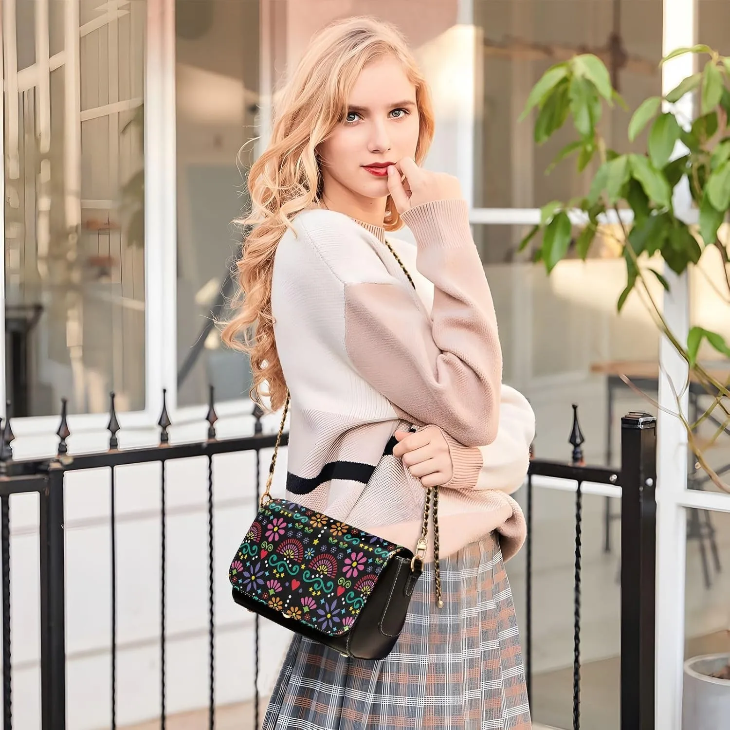 Crossbody Bags for Women Trendy Women's Black Shoulder Bag Small PU Leather Flap Cross Body Bag Handbags