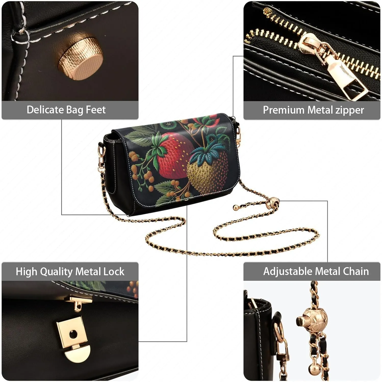 Crossbody Bags for Women Trendy Women's Black Shoulder Bag Small PU Leather Flap Cross Body Bag Handbags