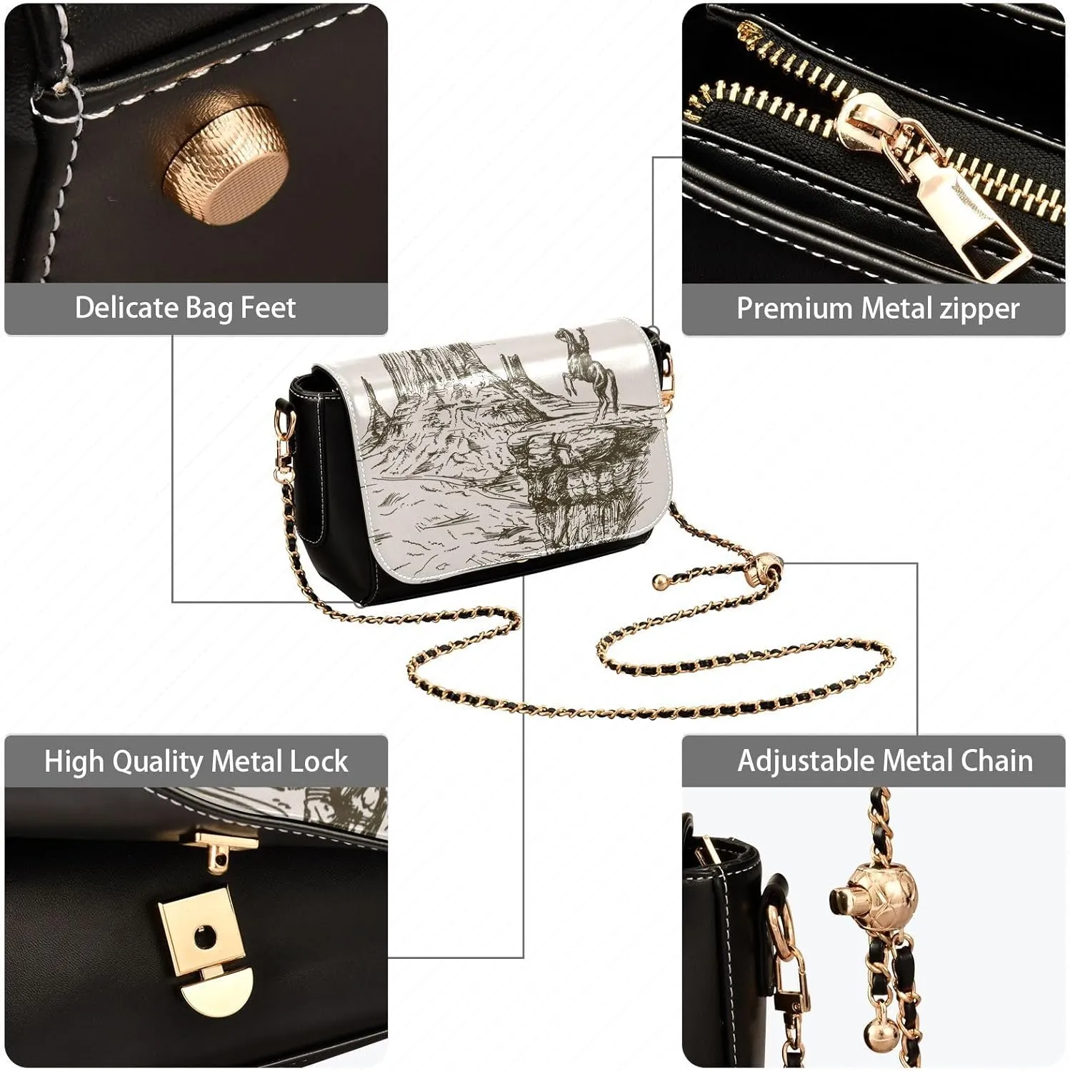 Crossbody Bags for Women Trendy Women's Black Shoulder Bag Small PU Leather Flap Cross Body Bag Handbags