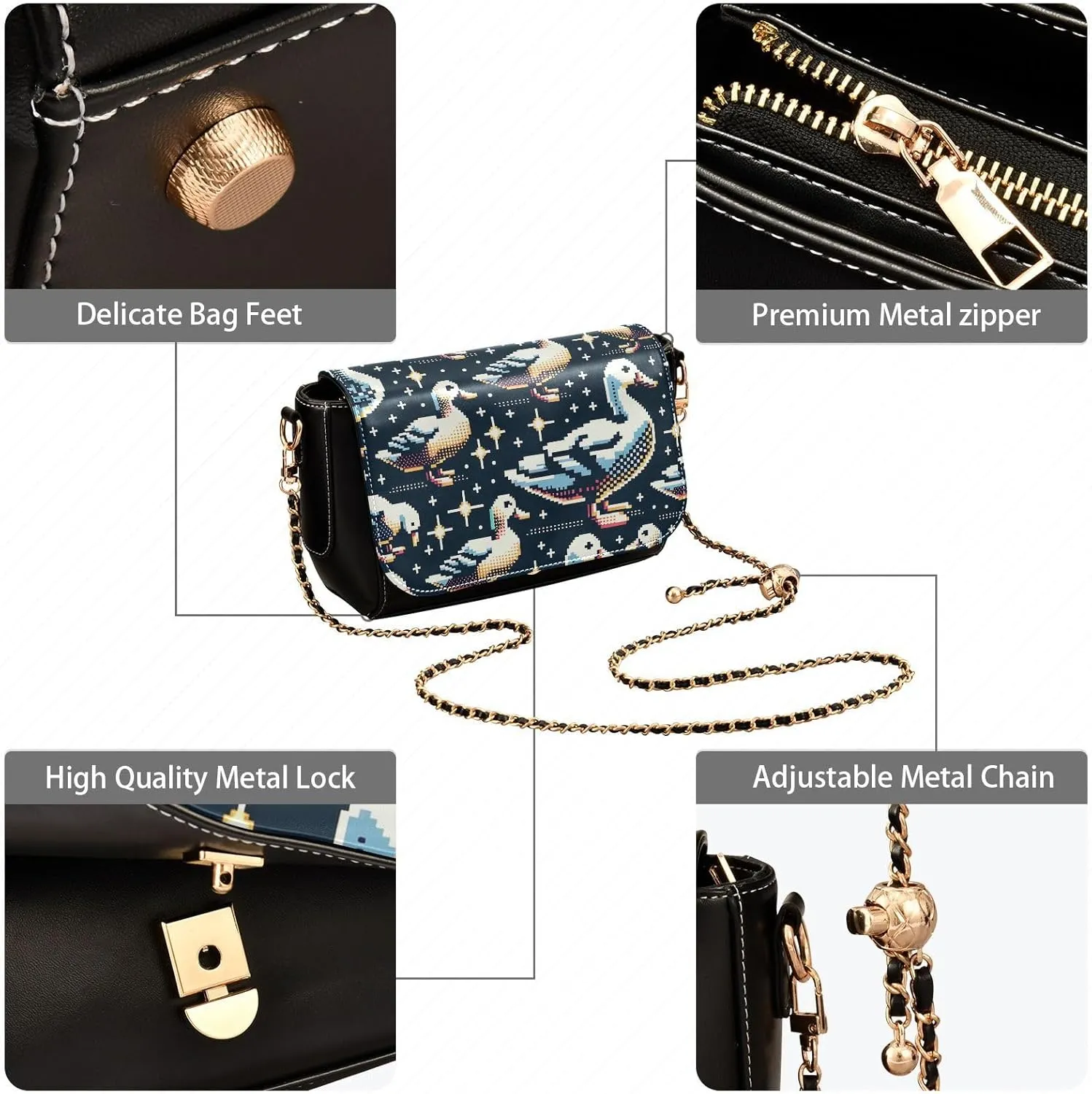 Crossbody Bags for Women Trendy Women's Black Shoulder Bag Small PU Leather Flap Cross Body Bag Handbags