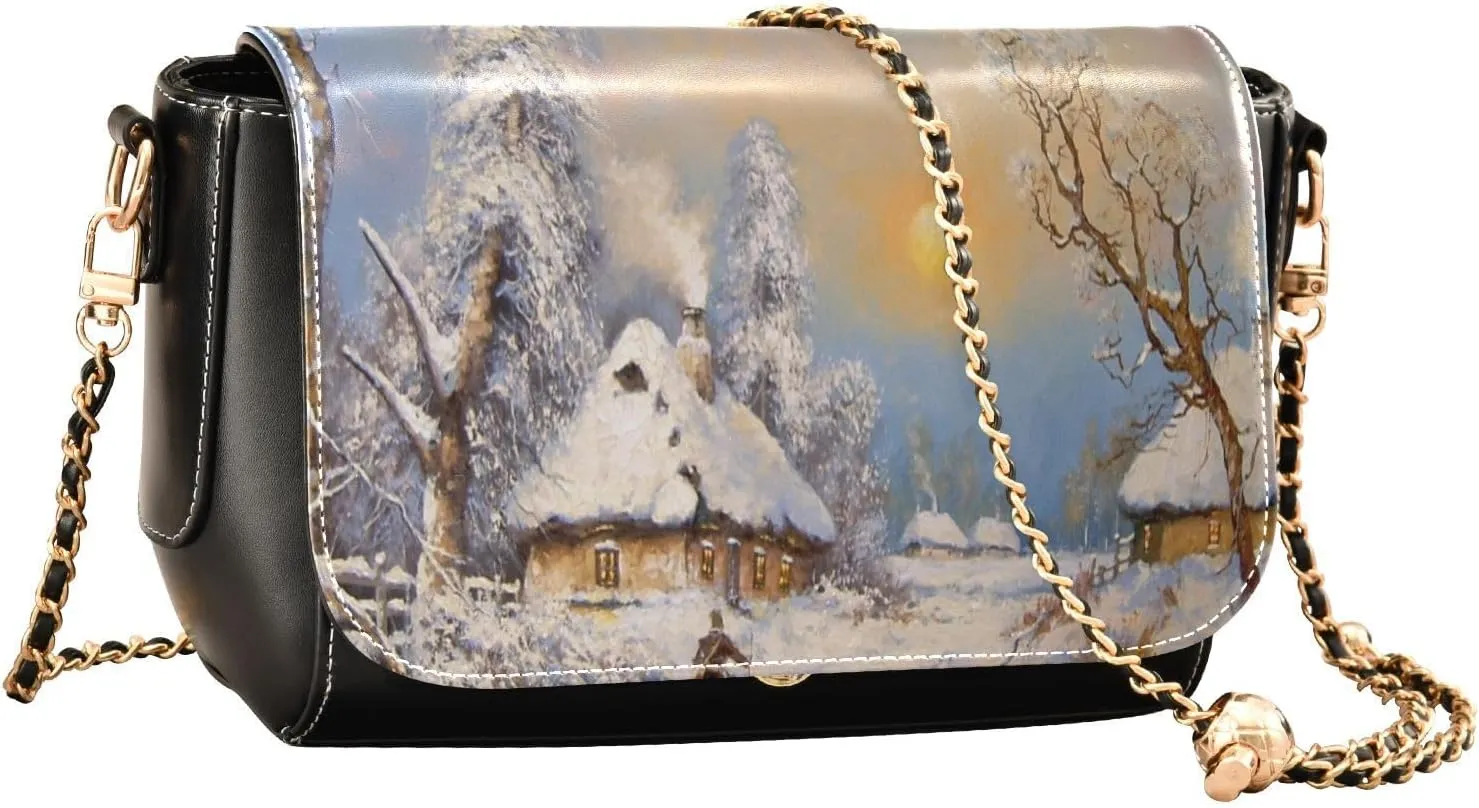 Crossbody Bags for Women Trendy Women's Black Shoulder Bag Small PU Leather Flap Cross Body Bag Handbags