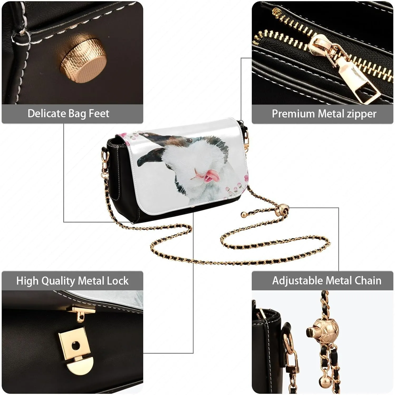Crossbody Bags for Women Trendy Women's Black Shoulder Bag Small PU Leather Flap Cross Body Bag Handbags