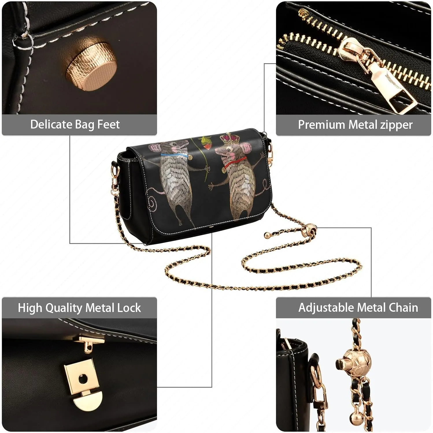 Crossbody Bags for Women Trendy Women's Black Shoulder Bag Small PU Leather Flap Cross Body Bag Handbags