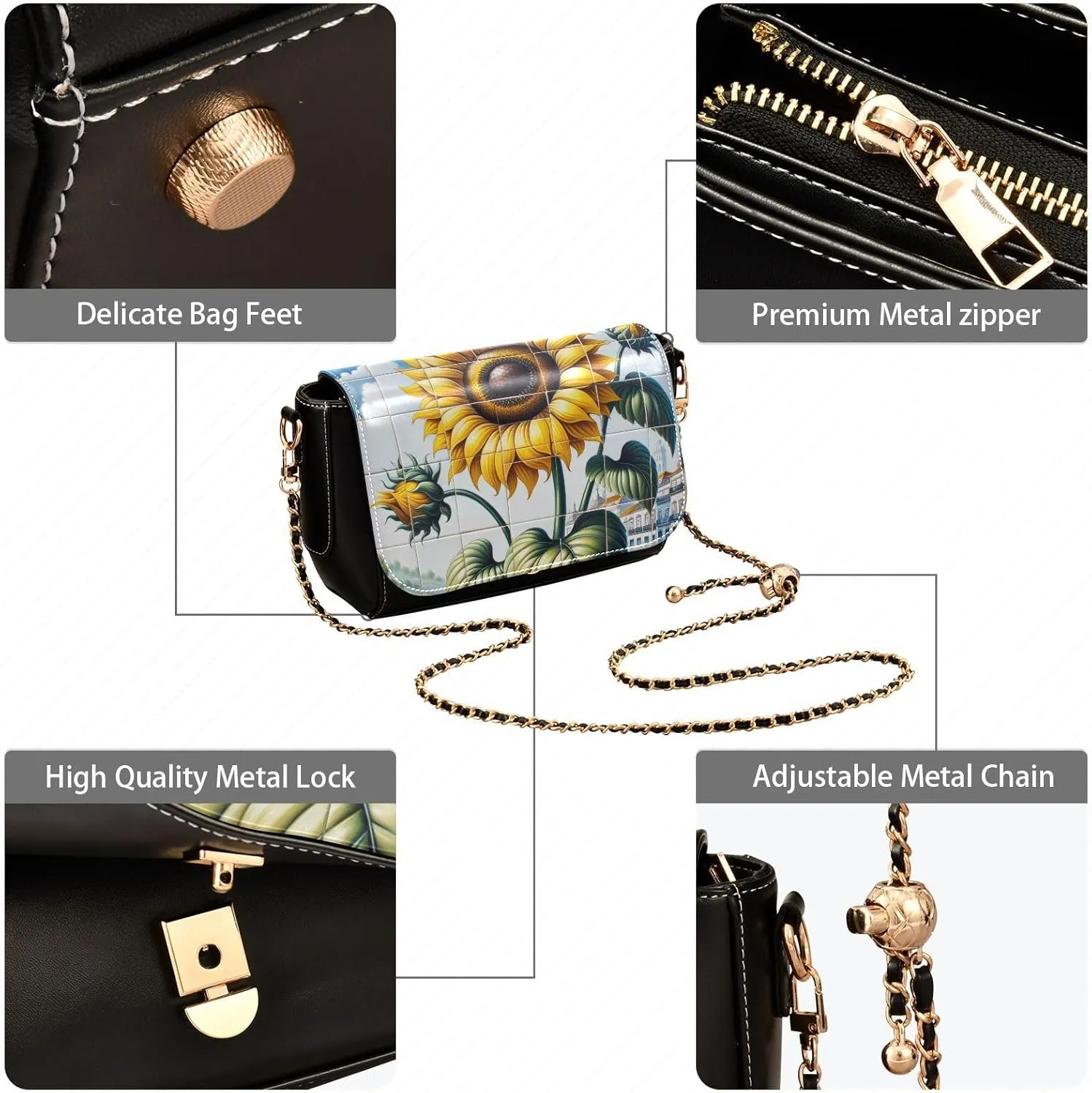 Crossbody Bags for Women Trendy Women's Black Shoulder Bag Small PU Leather Flap Cross Body Bag Handbags