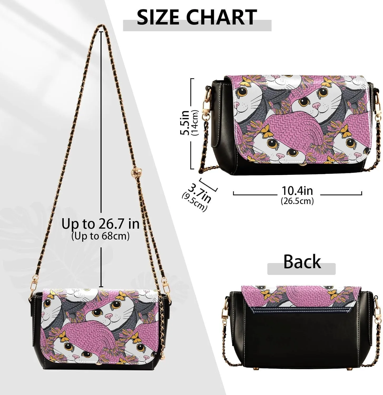 Crossbody Bags for Women Trendy Women's Black Shoulder Bag Small PU Leather Flap Cross Body Bag Handbags