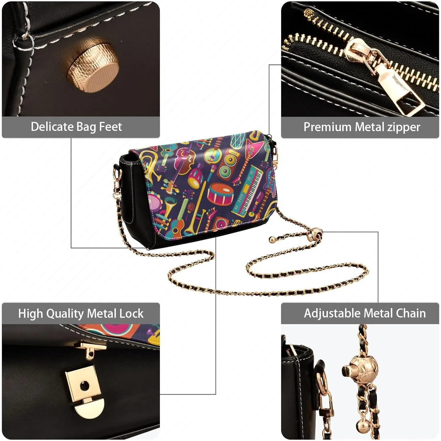 Crossbody Bags for Women Trendy Women's Black Shoulder Bag Small PU Leather Flap Cross Body Bag Handbags