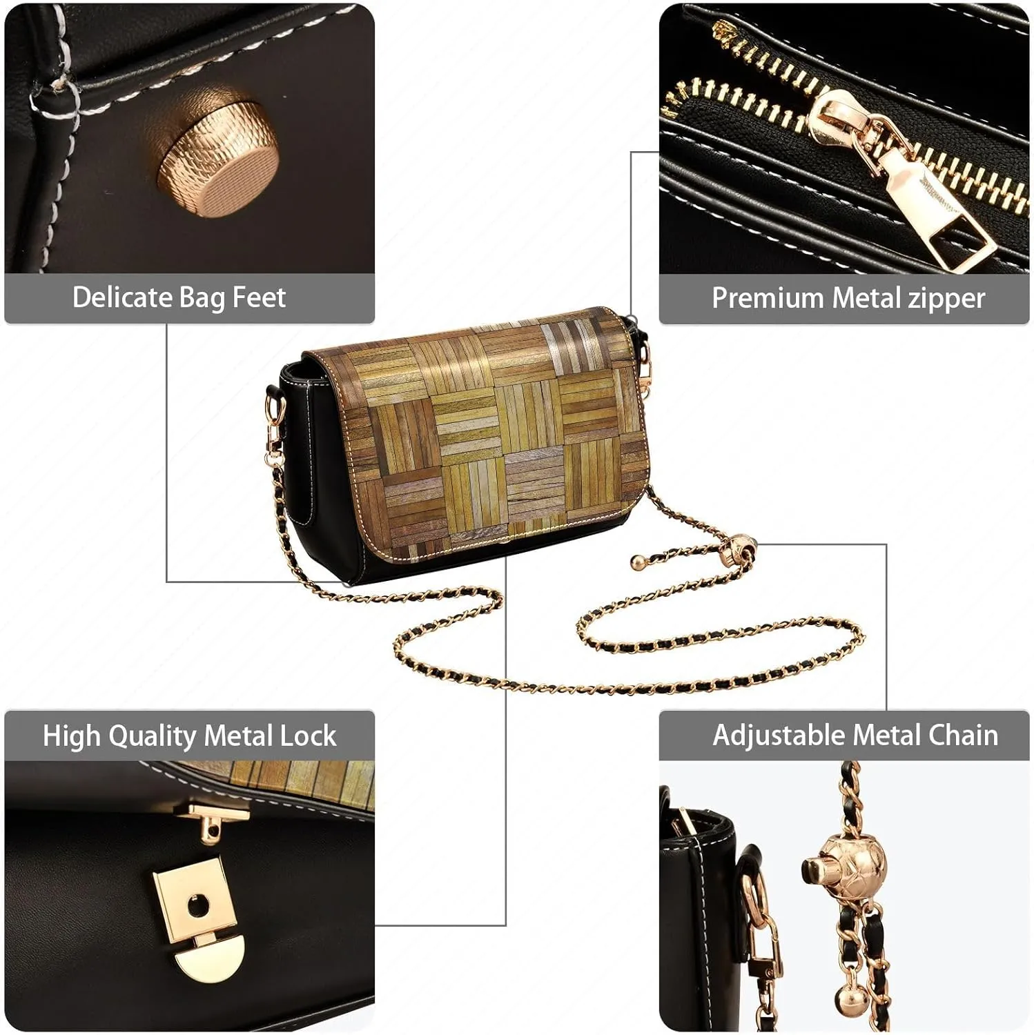 Crossbody Bags for Women Trendy Women's Black Shoulder Bag Small PU Leather Flap Cross Body Bag Handbags