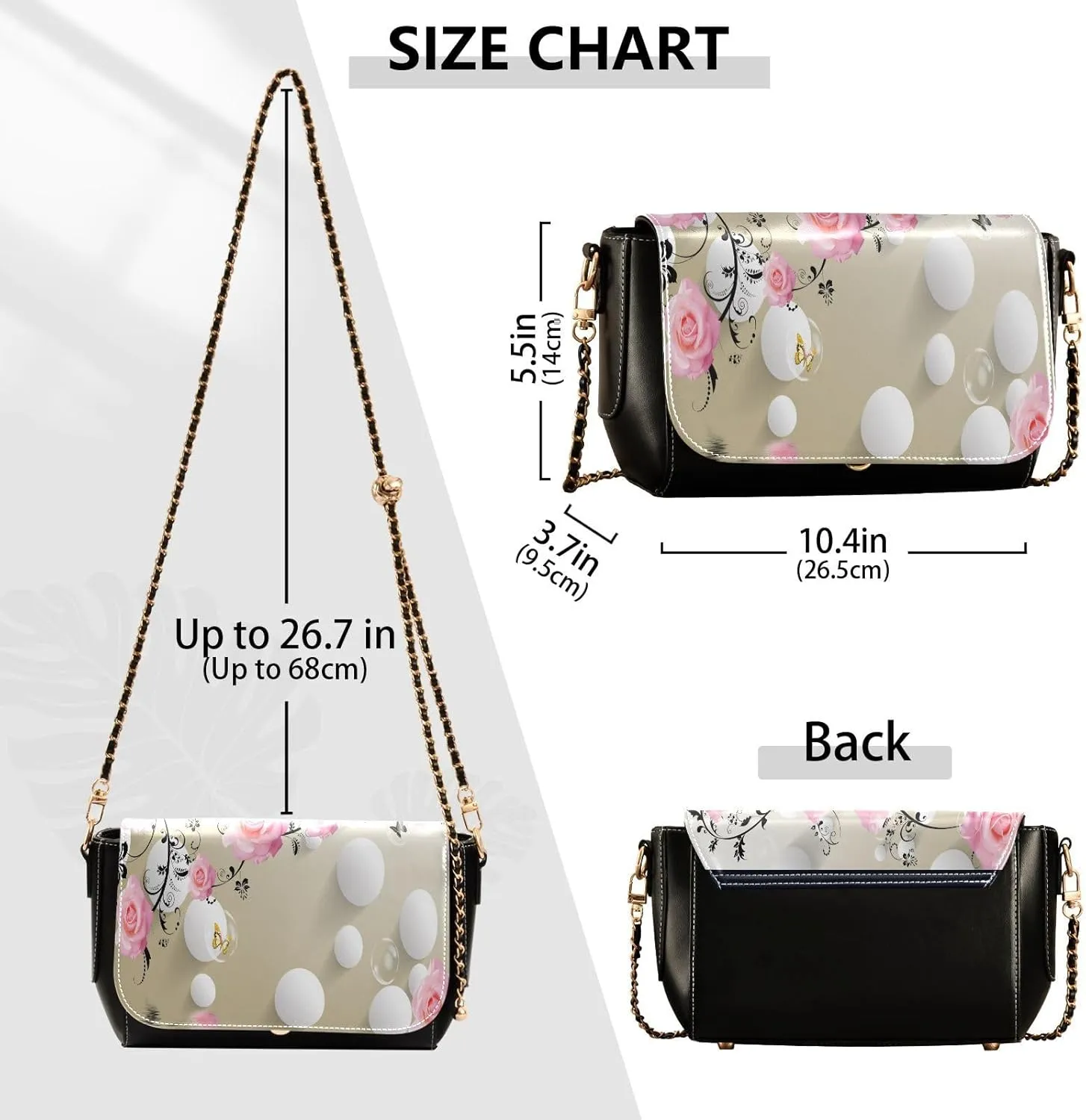 Crossbody Bags for Women Trendy Women's Black Shoulder Bag Small PU Leather Flap Cross Body Bag Handbags