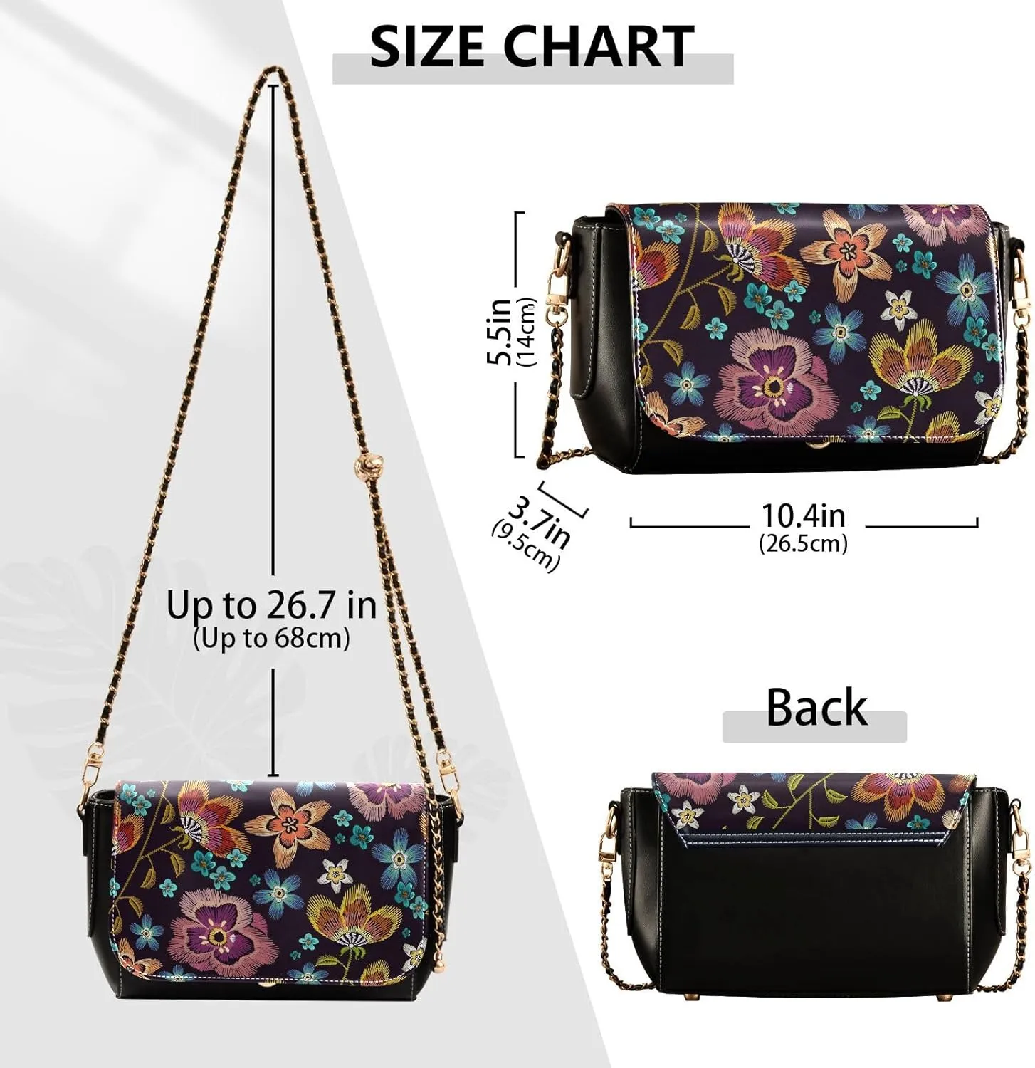 Crossbody Bags for Women Trendy Women's Black Shoulder Bag Small PU Leather Flap Cross Body Bag Handbags