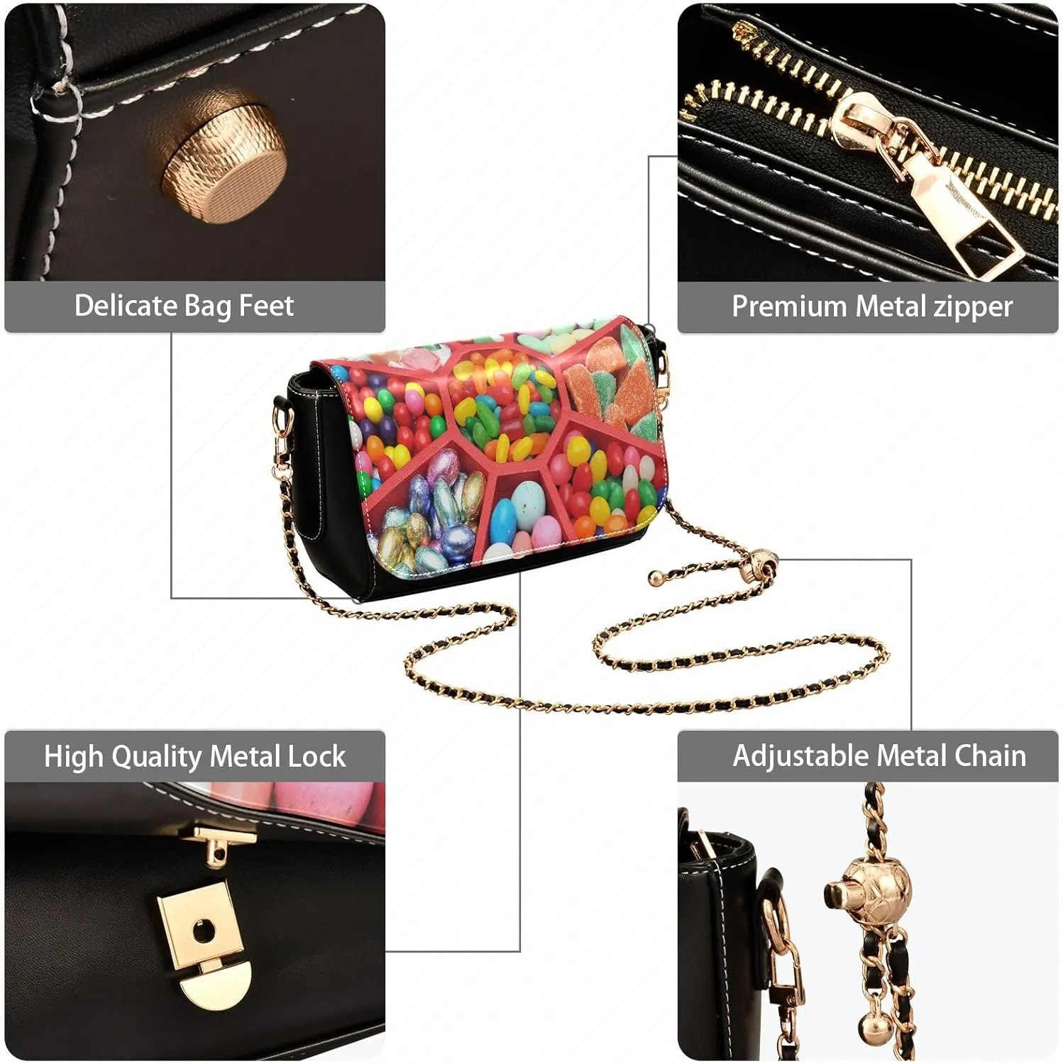 Crossbody Bags for Women Trendy Women's Black Shoulder Bag Small PU Leather Flap Cross Body Bag Handbags
