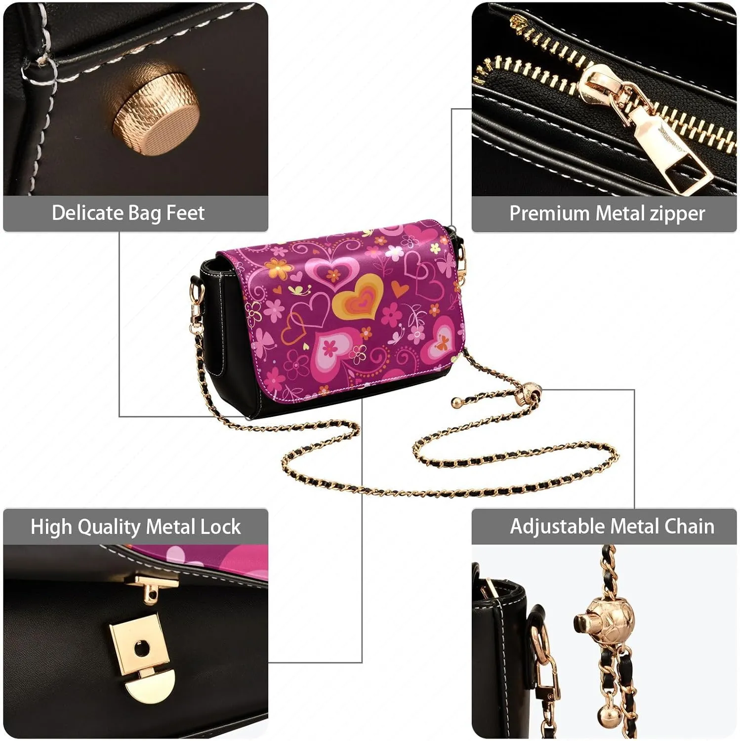 Crossbody Bags for Women Trendy Women's Black Shoulder Bag Small PU Leather Flap Cross Body Bag Handbags